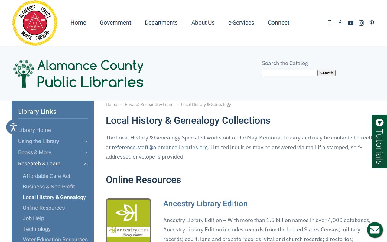 Burlington people search resources in Alamance local history collections