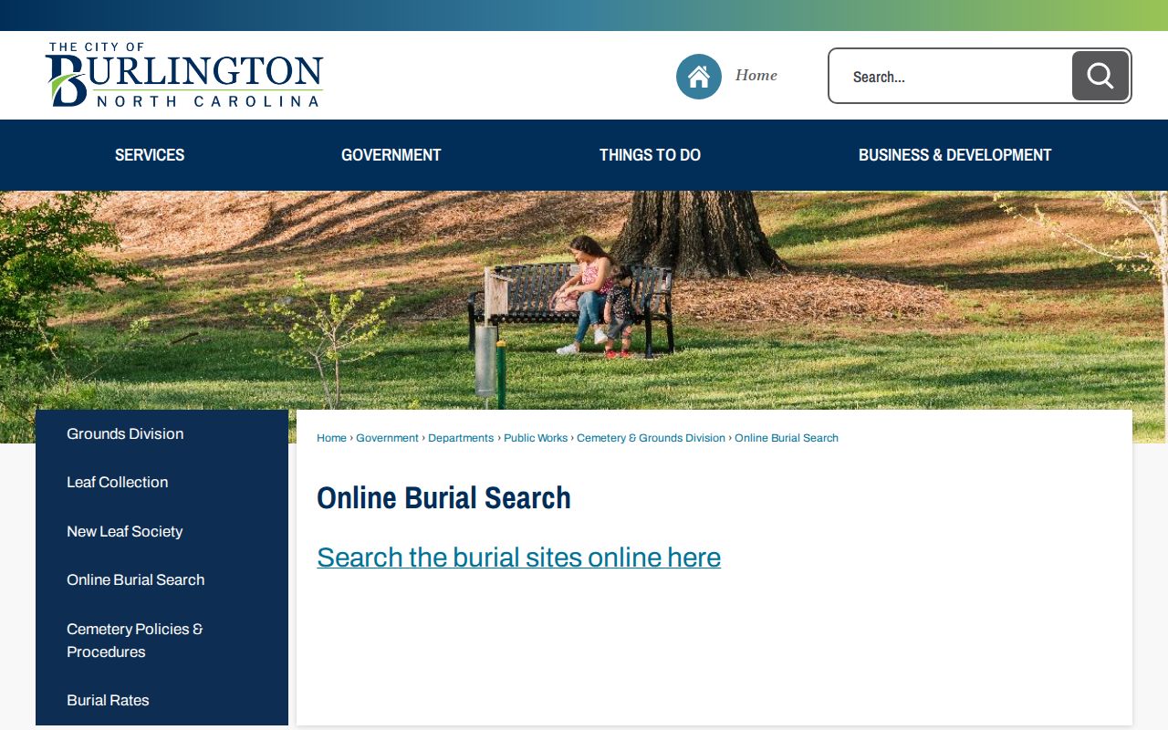 Burlington people directories gateway for municipal burial records